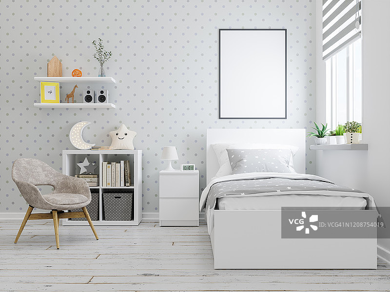 青少年卧室室内样机图片素材