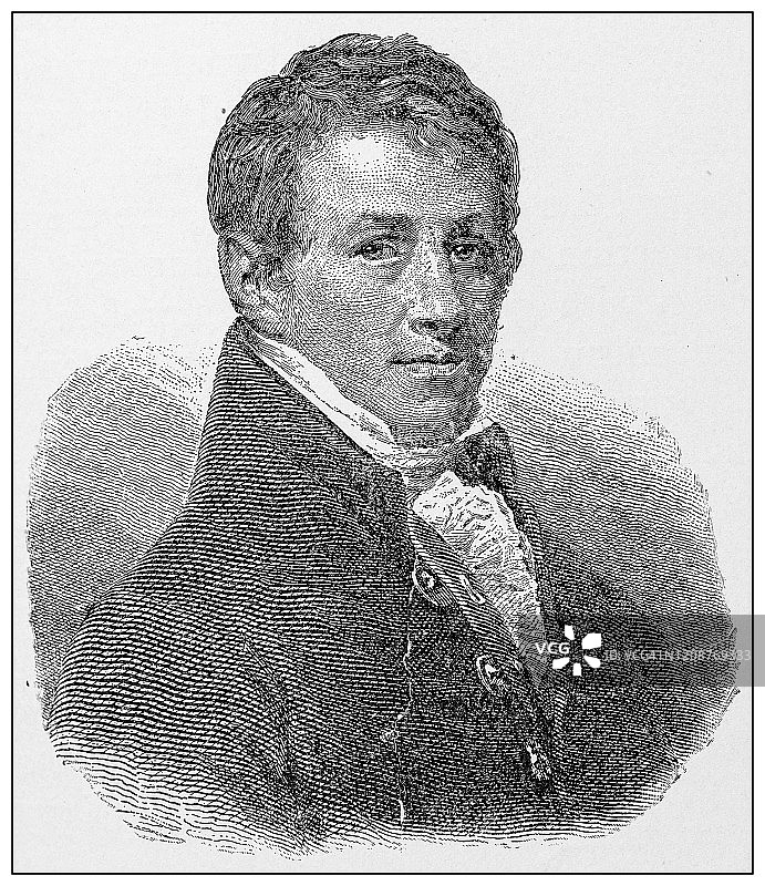 历史名人古董插画：汉弗莱·戴维爵士图片素材