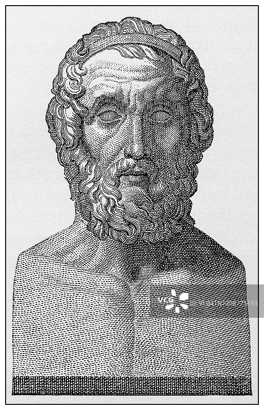 历史名人复古插画：荷马图片素材