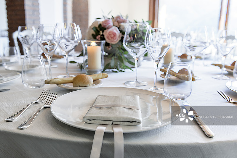 宴会餐桌的细节图片素材