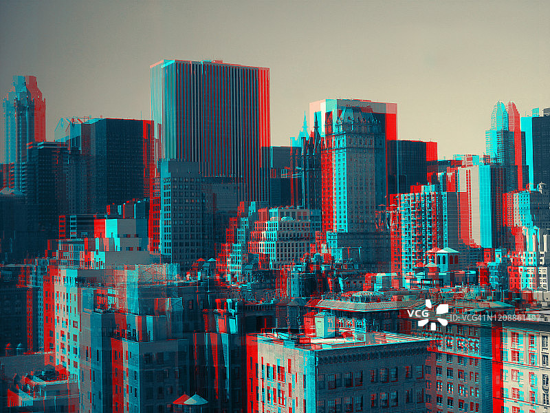 纽约市曼哈顿中城天际线3D图像图片素材