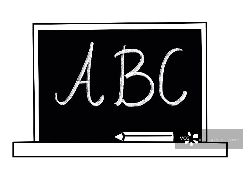黑板上的粉笔字母ABC图片素材