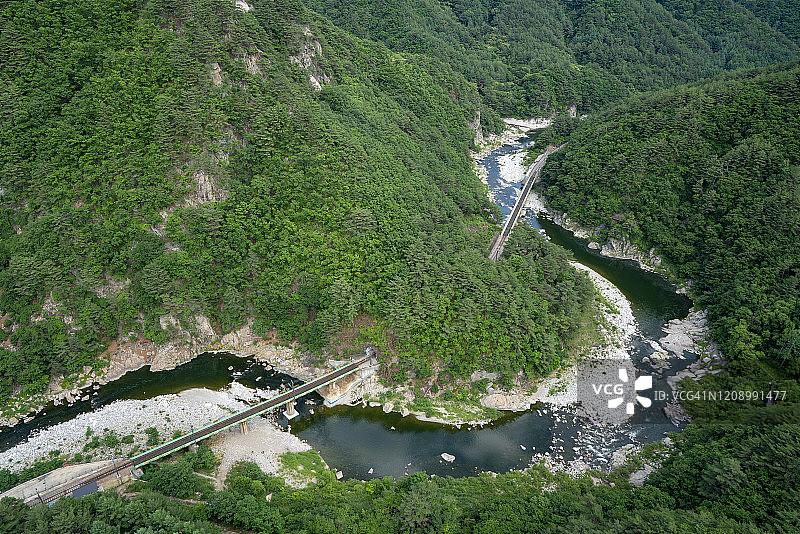 韩国奉化洛东江鸟瞰图图片素材