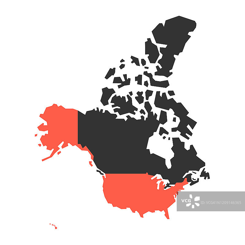 加拿大和美国地图图片素材