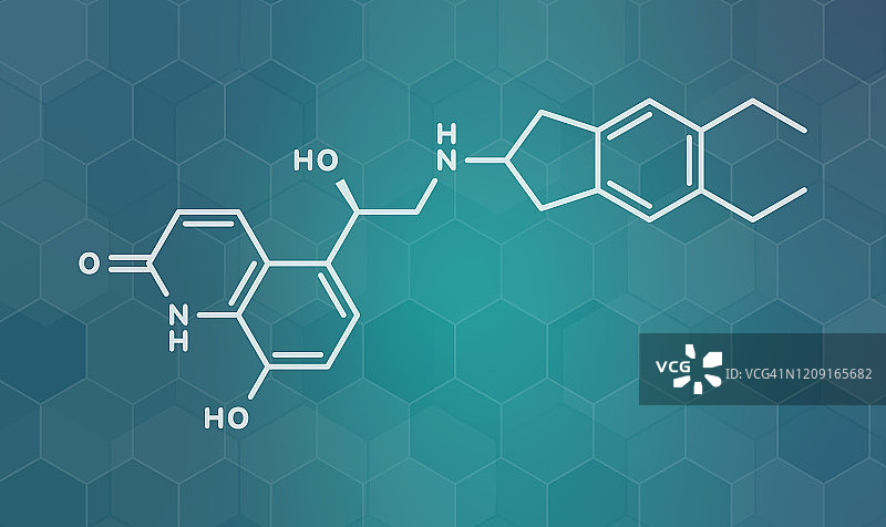 茚达特罗COPD药物分子，图示图片素材