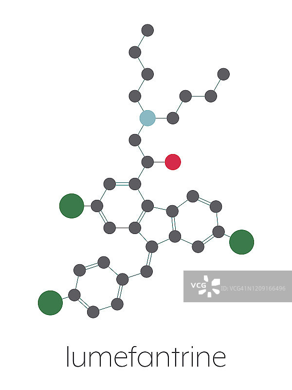 甲氟喹抗疟药分子结构示意图图片素材