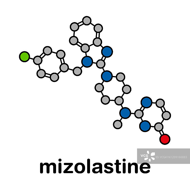 咪唑斯汀抗组胺药分子结构示意图图片素材