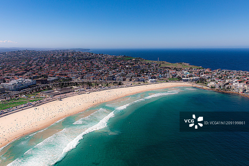 从直升机上俯瞰澳大利亚悉尼邦迪海滩图片素材