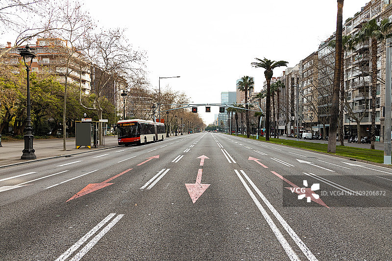 巴塞罗那的对角大道与美丽的消失点图片素材