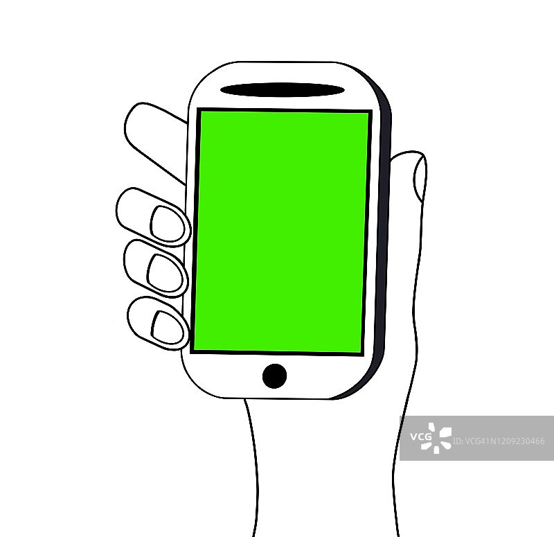 绘制手持智能手机图片素材