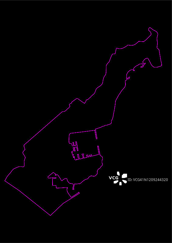 霓虹摩纳哥地图黑色背景图片素材