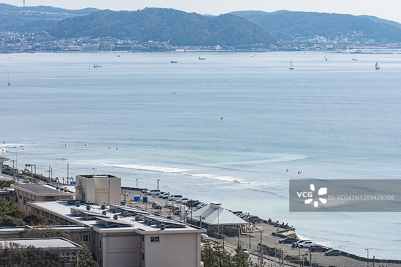 日本神奈川县的海岸公路图片素材