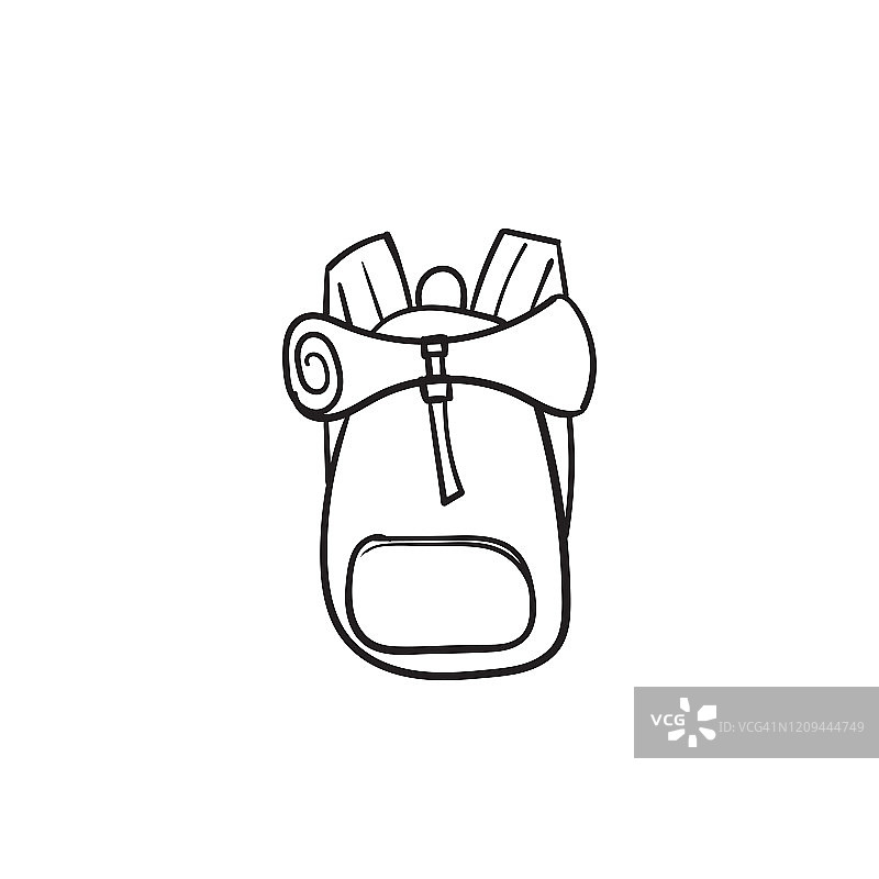 手绘涂鸦背包线条艺术风格矢量插画图片素材