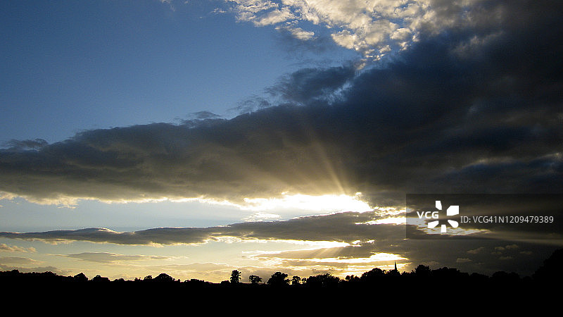 约克郡山谷马沙姆的日落图片素材