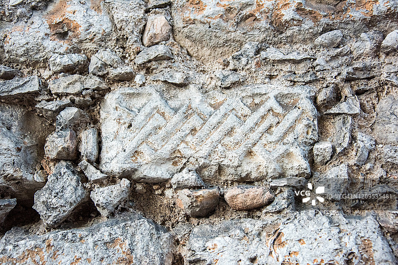 梅里达耶稣教堂玛雅石雕图片素材