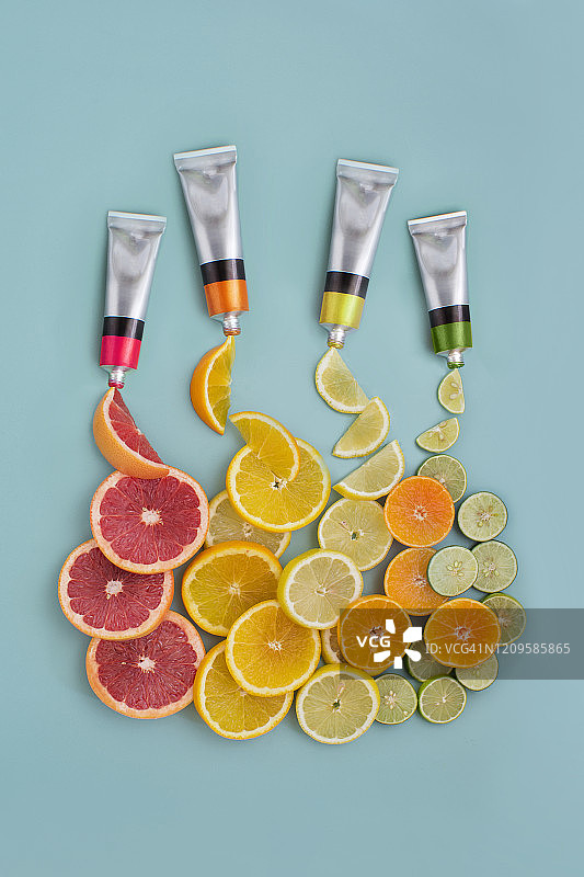 有机食用色素静物概念图片素材