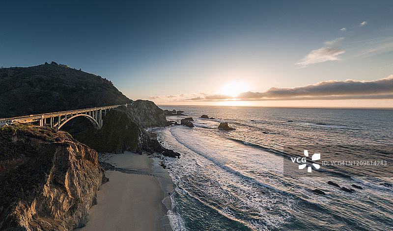 加州中部海岸线黄昏全景图片素材