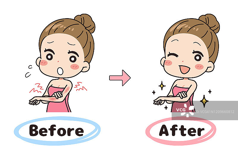 晒伤前后对比图：上半身图片素材