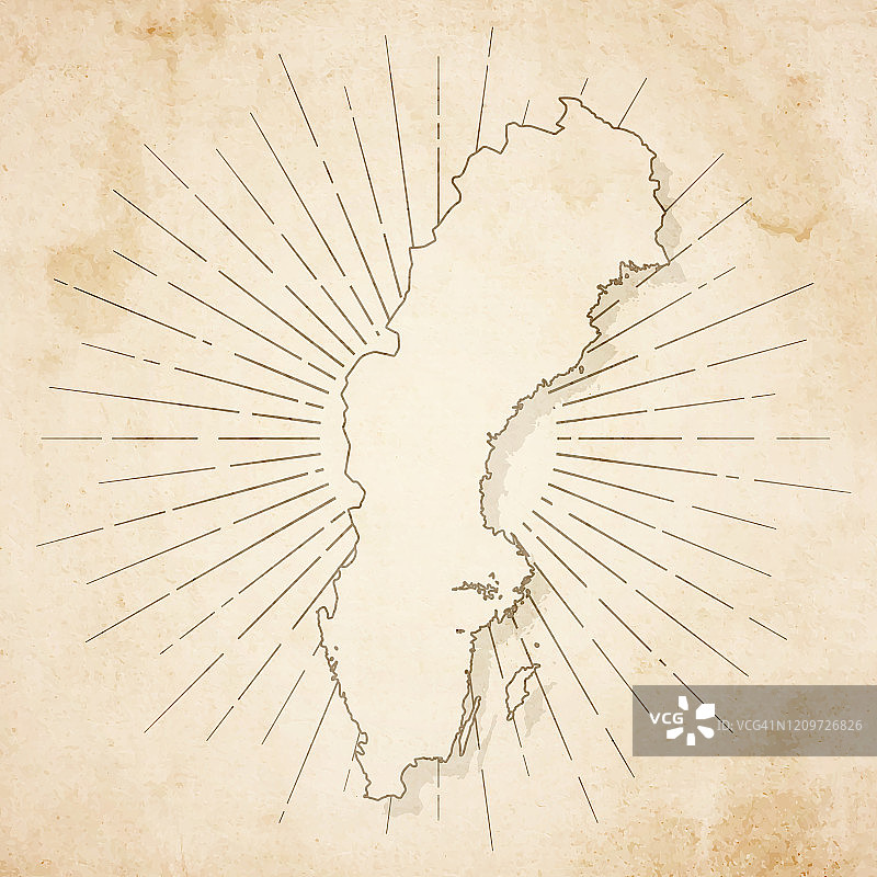 复古风格的瑞典地图 - 旧纹理纸张图片素材