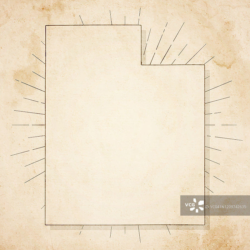 复古风格的犹他州地图 - 旧纹理纸图片素材