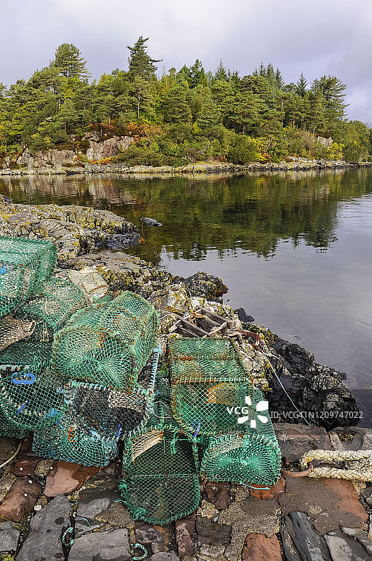 苏格兰普洛克顿港的鱼篓图片素材
