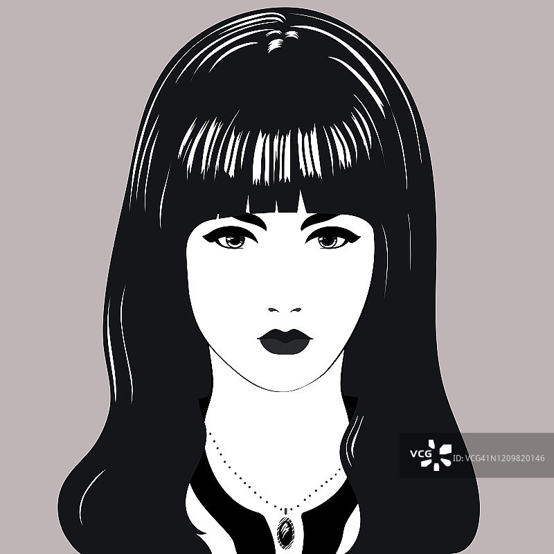 佩戴项链长发美女写真图片素材