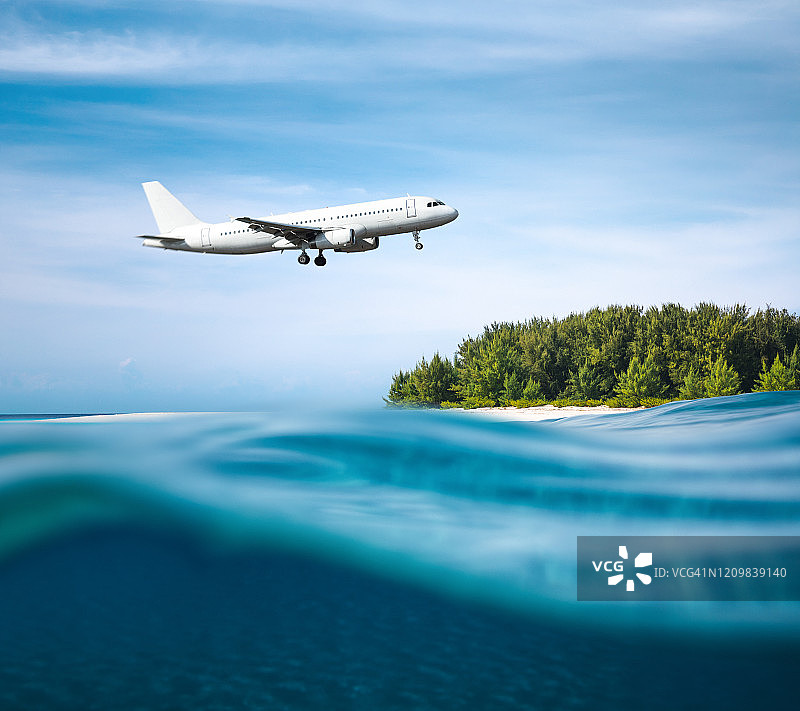 在热带岛屿上着陆图片素材