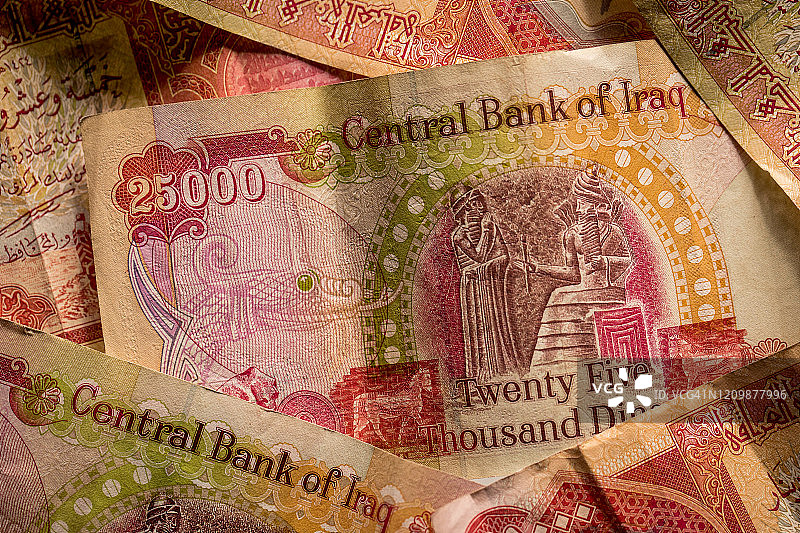 伊拉克25000第纳尔纸币图片素材