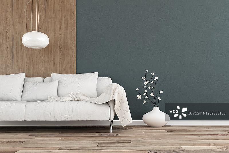 带沙发的优雅客厅-硬木背景图片素材