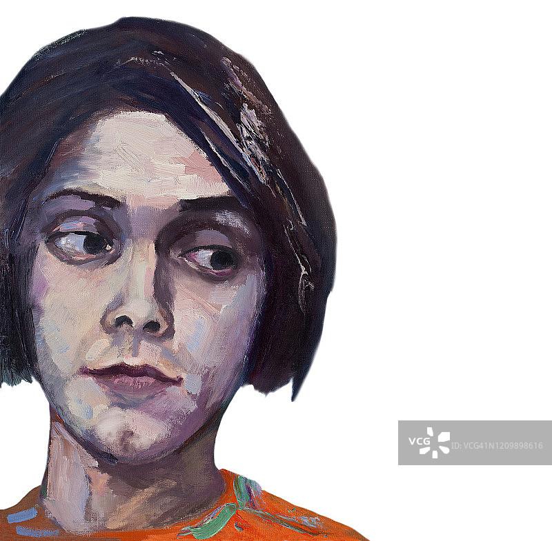 用调色刀绘制的年轻男子肖像图片素材