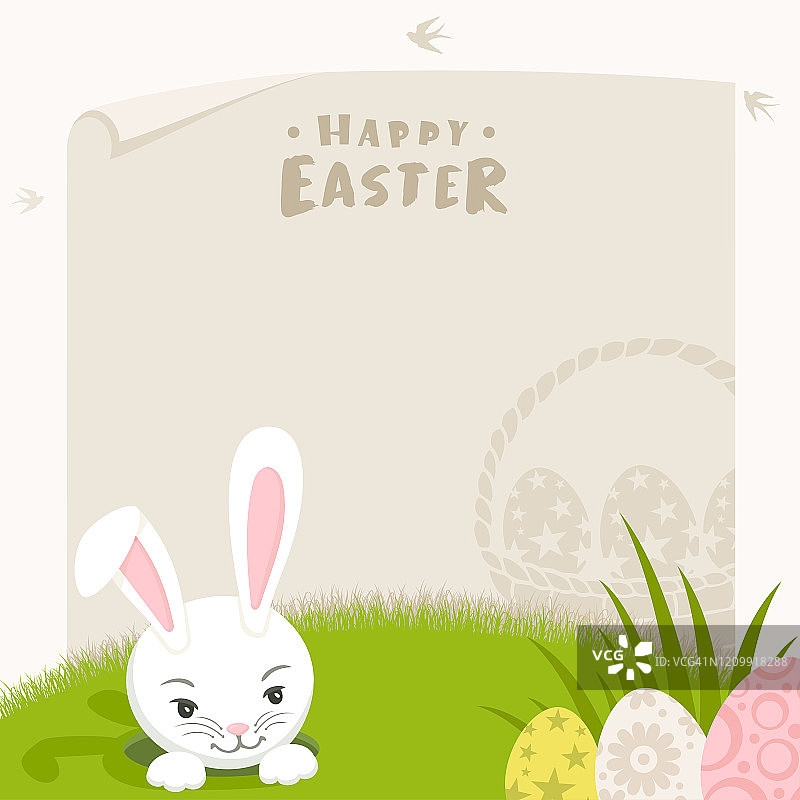 微笑的兔子，复活节快乐设计图片素材