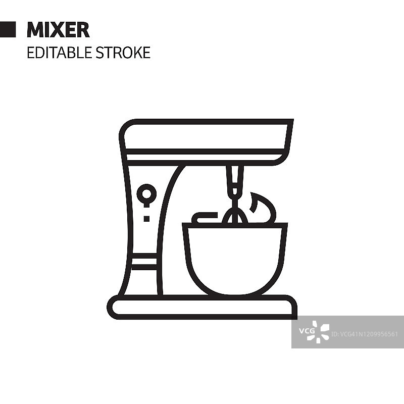 混音器线性图标，轮廓矢量符号插图。像素完美，可编辑描边。图片素材
