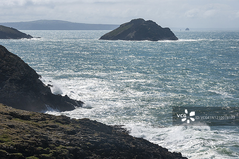 康沃尔郡霍利韦尔湾的海鸥岩图片素材