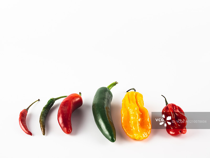 辣味辣椒，白色背景图片素材