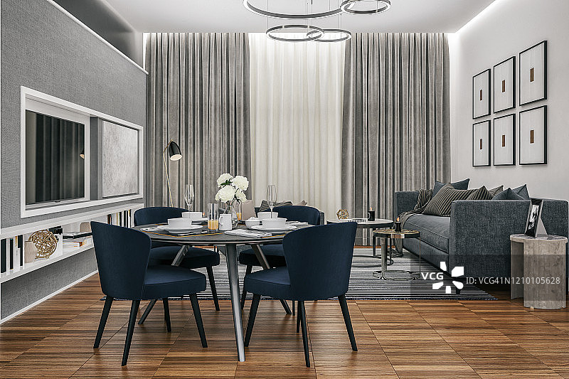 小型公寓起居用餐区图片素材
