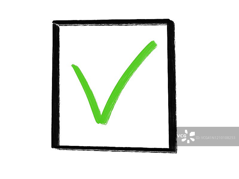 绿色对勾图标手绘图片素材