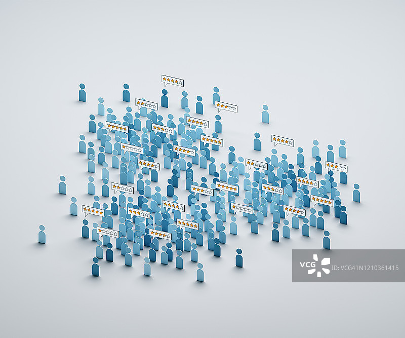 一群人给出不同的星级评分图片素材