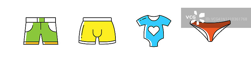 服装相关矢量扁平线条图标合集图片素材