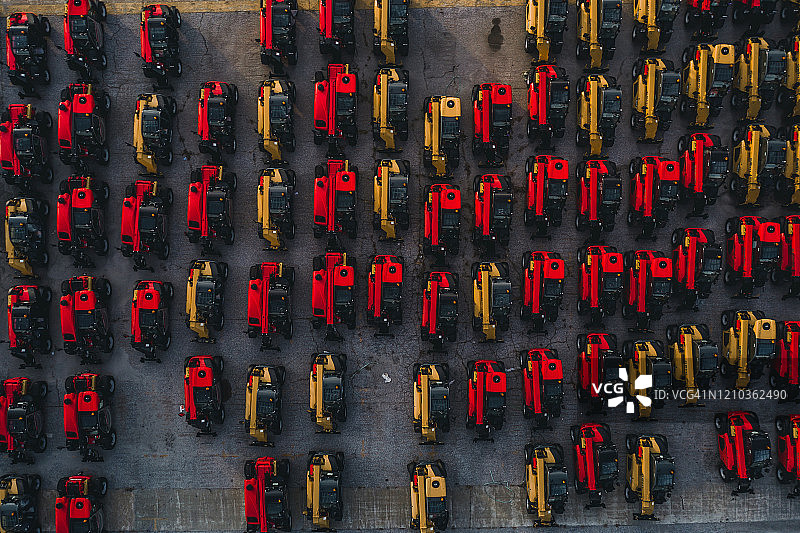 美国马里兰州的建筑车辆群航拍图像图片素材