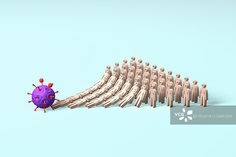 病毒多米诺骨牌效应人体形状块图片素材