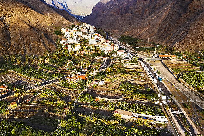 西班牙加那利群岛戈梅拉岛拉卡莱拉鸟瞰图片素材