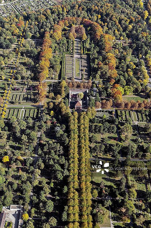 德国下萨克森州汉诺威市泽尔霍斯特公墓秋季林荫大道图片素材