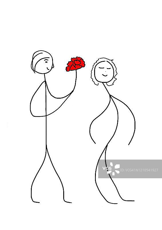 德国儿童简笔画恋人插画图片素材