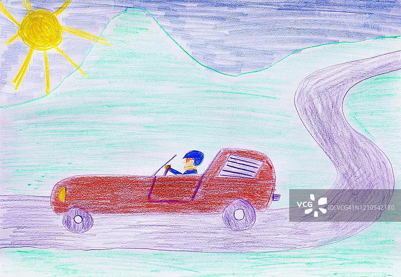 儿童画风的赛车比赛，德国图片素材