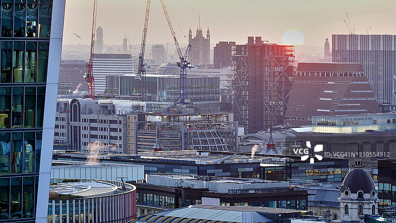 伦敦城市西部的日落图片素材