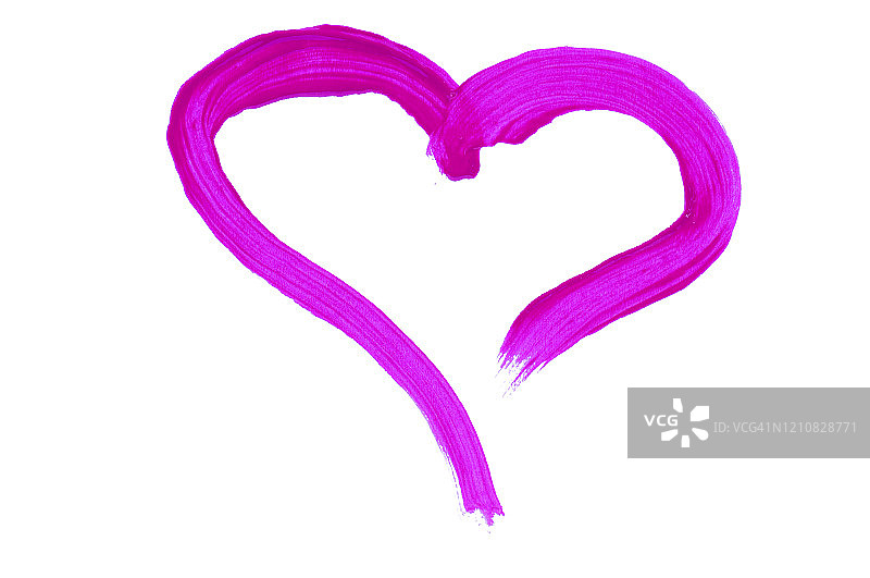 白色背景上的手绘紫色爱心图片素材
