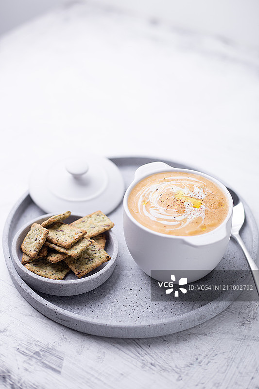 配小吃的南瓜汤图片素材