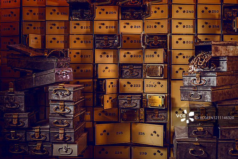 复古银行金库和保险箱图片素材