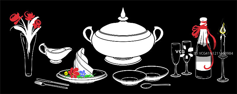 节日餐桌矢量插画图片素材