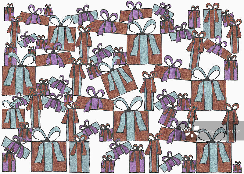 白色背景上的堆叠礼物插画图片素材